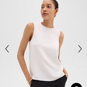 Theory Shell Top in Silk Georgette in Ivory White sz Small